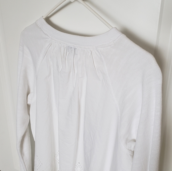 J.Crew Factory White Eyelet Back Sweatshirt - Picture 8 of 11
